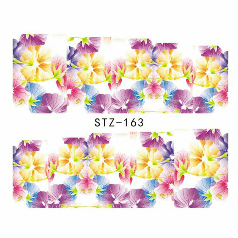 Full Wrap Water Transfers Nail Art Decals Flower Clock Leaf Bow Decoration NS11