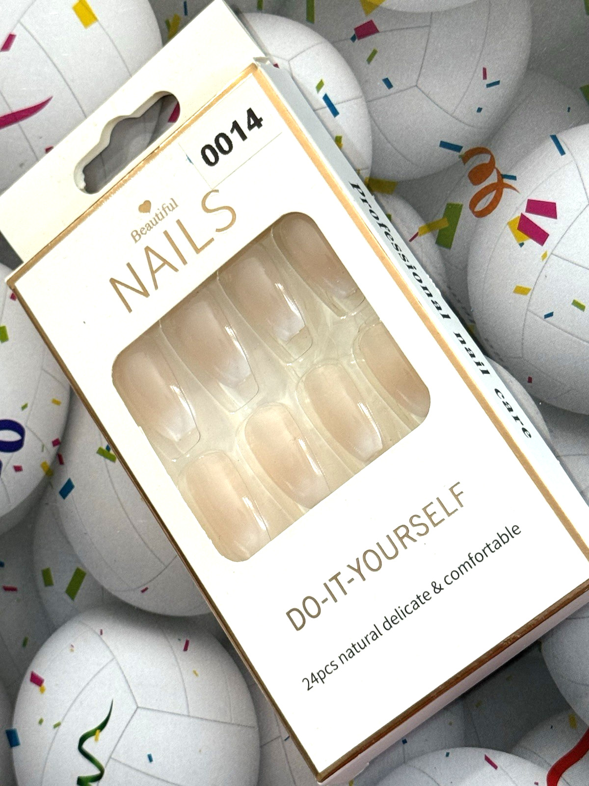 Beautiful Nails Do It Yourself NUDE to WHITE OMBRÉ Short Ballerina Press On Mani