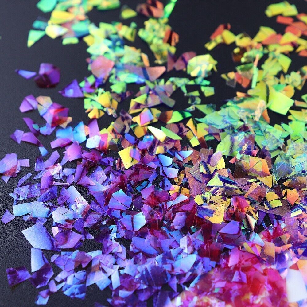 6 Grids Nail Sequins Irregular Colorful Glitter Nail Glass Paper Nail Flakes DIY