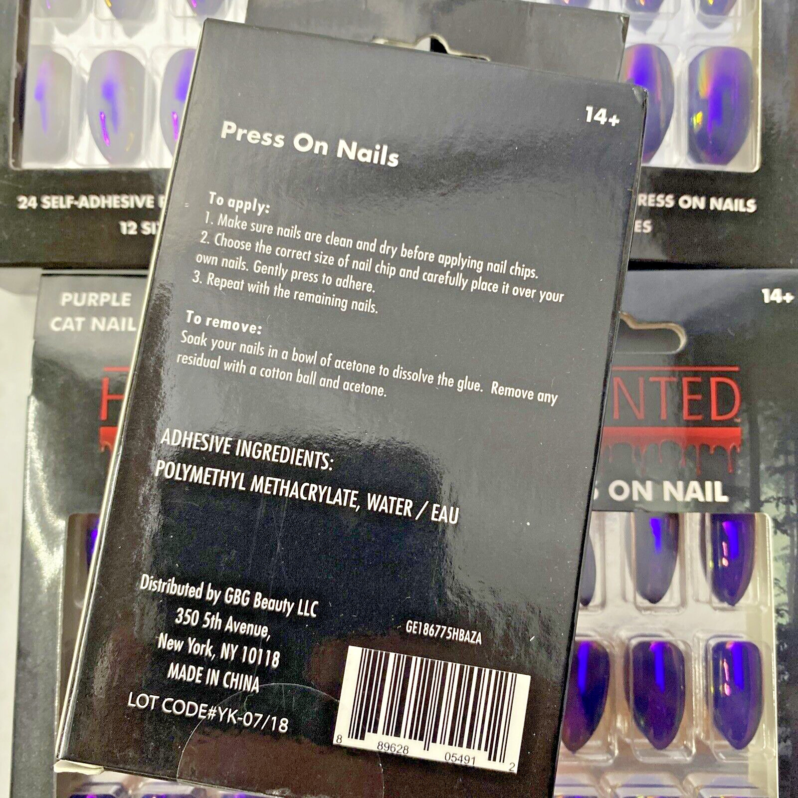 5 Packs of 24pc Press On Fake False Metallic Purple Nails