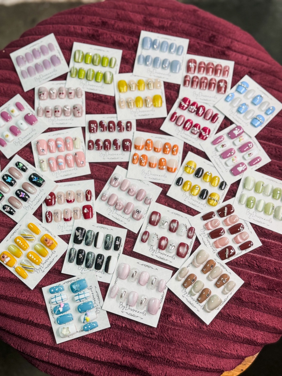 GRAB BAGS 4 pairs RANDOM DESIGN HANDMADE NAILS 3D collection sz Medium Short LOT