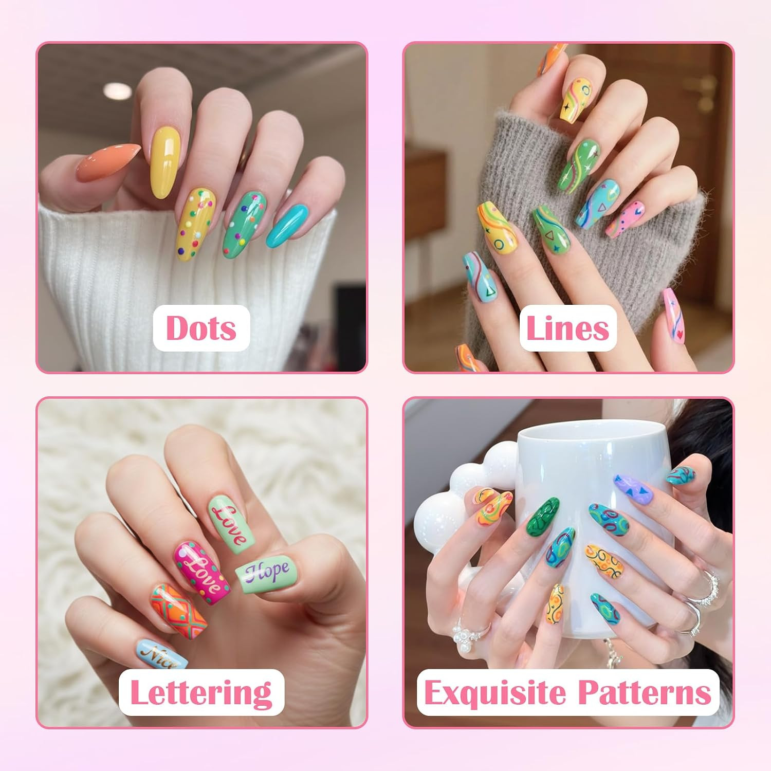 Nail Art Pens Set, Fine Tip 12 Colors Nails Art Markers Non-Toxic, Quick-Drying