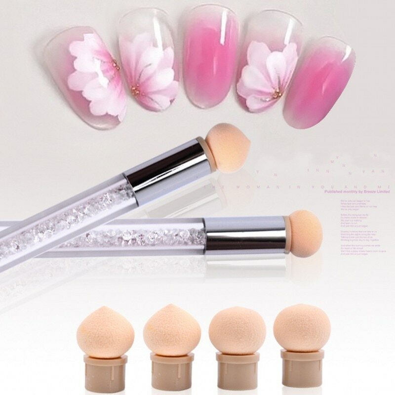 Nail Art Brush 4 Replaceable Sponge Double Head Durable Newest Style Ombre