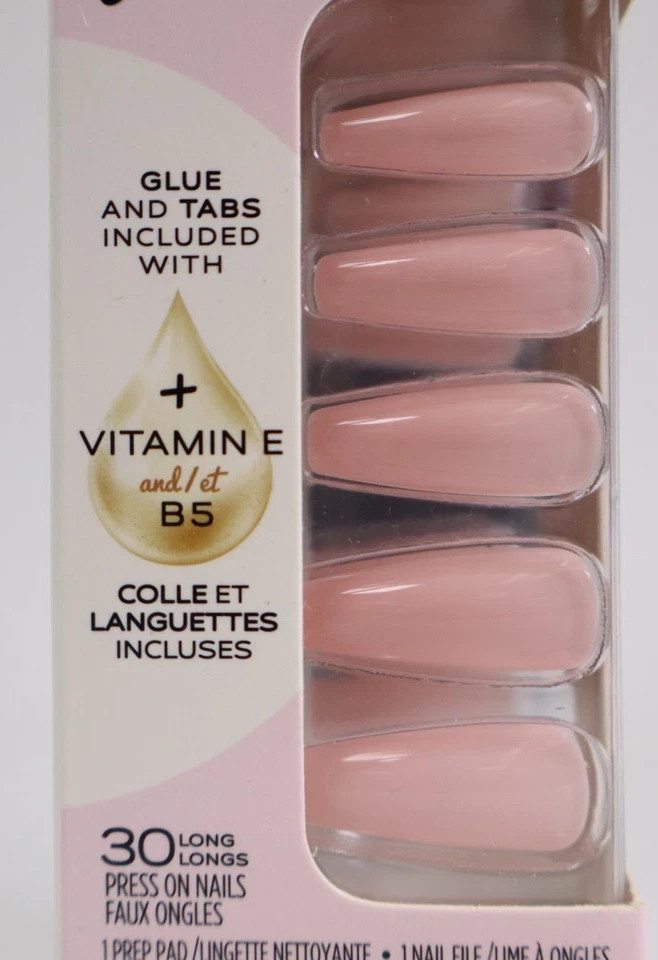New Sally Hansen Salon Effects Perfect Press-on Nails Soul Pink Glue & Tabs