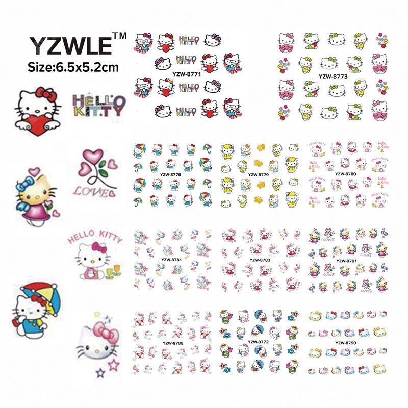 Nail Art Water Transfer Sticker Hello Kitty Cat Japanese Cartoon Decals Manicure
