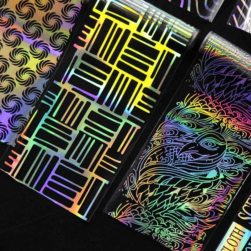 8 Sheet Holographic Nail Foil Punk Geometric Nail Art Transfer Stickers Glitter