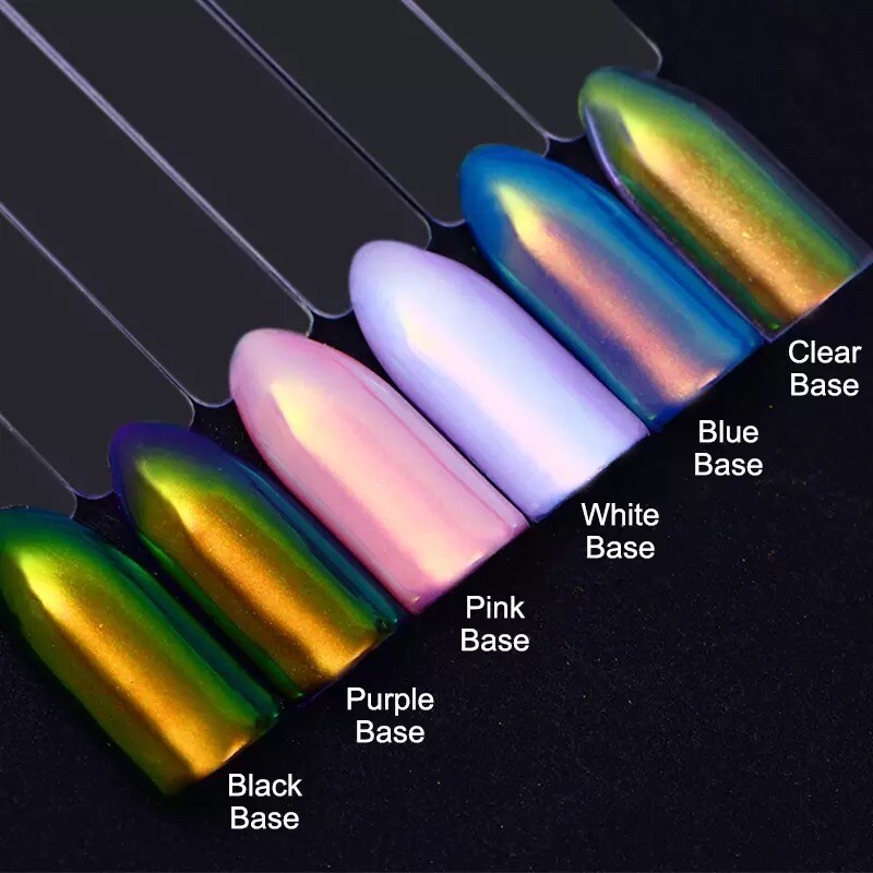 Rainbow Nail Chrome Powder Aurora Effect Mirror Unicorn Shiny Iridescent Pigment