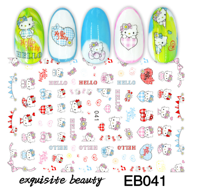 Nail Stickers Cartoon Pink Panther Puppy Paw Print Marvel Kitty Spiderman NH13