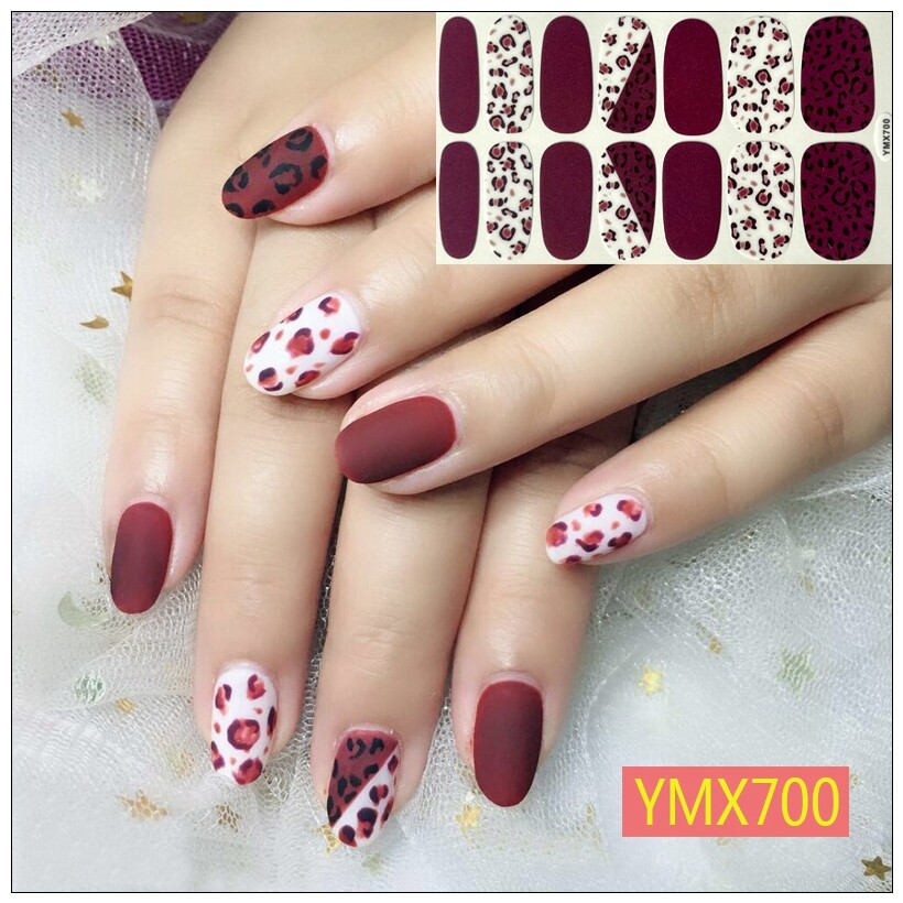 14pcs Leopard Marble Moire Cloud Spots Nail Wraps Stickers
