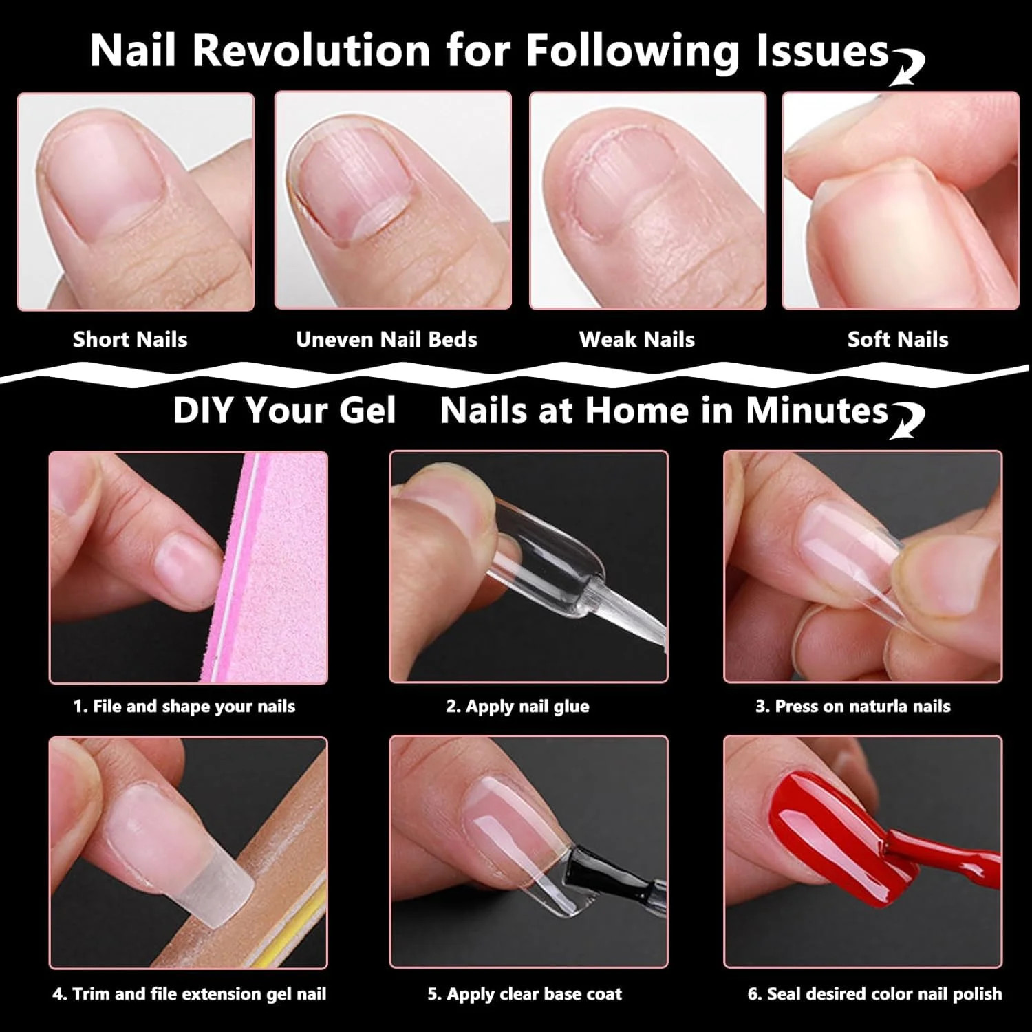 300pc Extra Short Oval Gel Nail Tips Clear Fake Nail, Clear Press on Nails Short