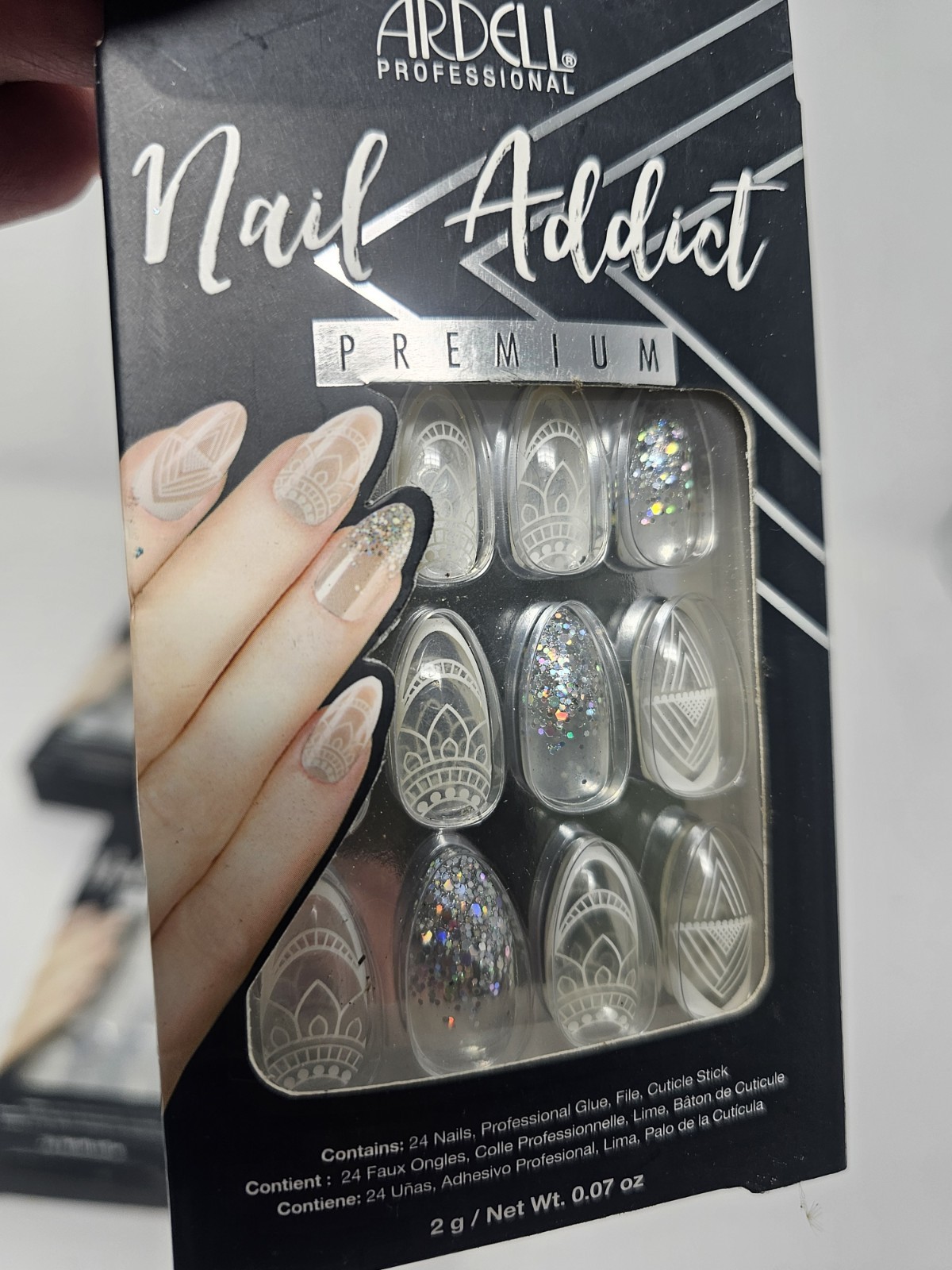 Lot of 5 Ardell Nail Addict Premium Press On Nails Glitter Ombre French New