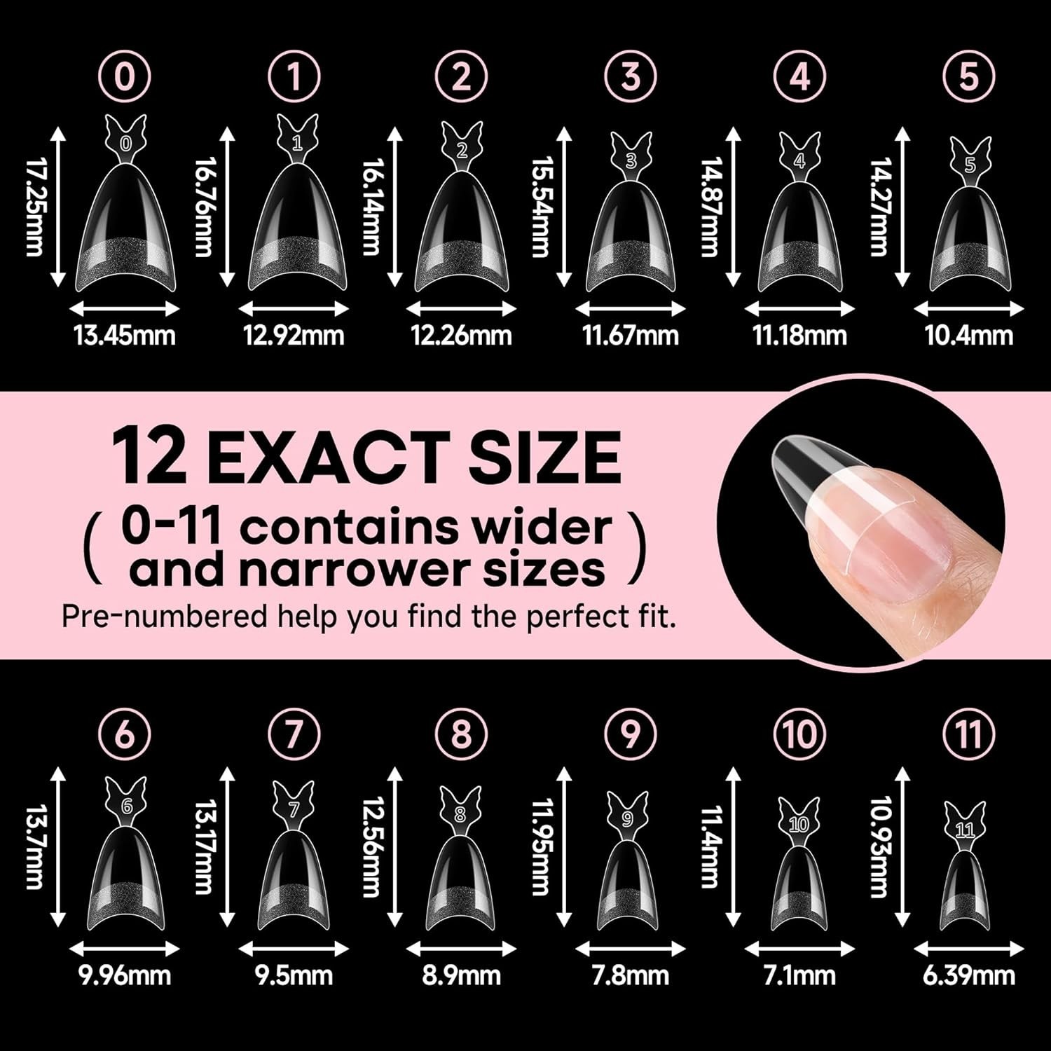 Comfort Fit Medium Almond Gel Nail Extensions – 504pcs for Easy Manicure