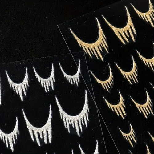Glitter French Tip Nail Art Stickers Sparkly Gold Silver Tassel Line style8