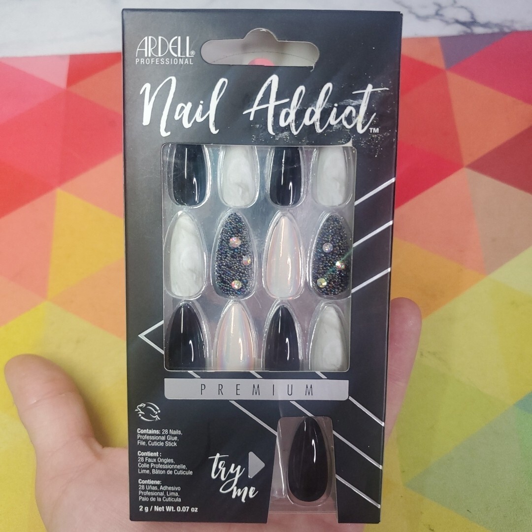 Ardell Professional Nail Addict Premium Set~ Marble & Diamonds! ~ 28 Nails NEW