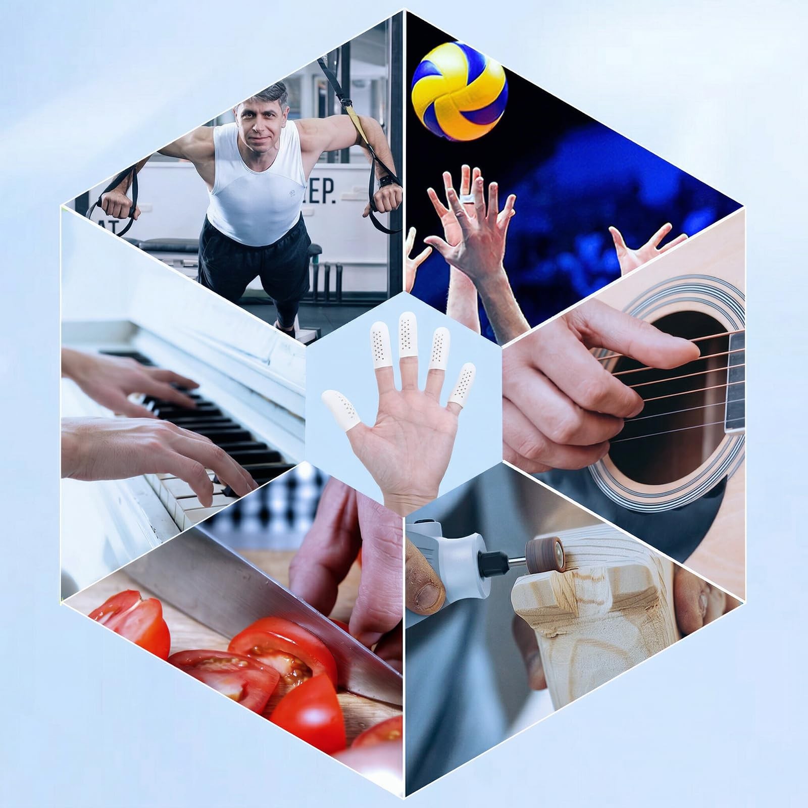 16 Pcs Silicone Finger Sleeve Gel Finger Cot with Air Holes Breathable Finger…
