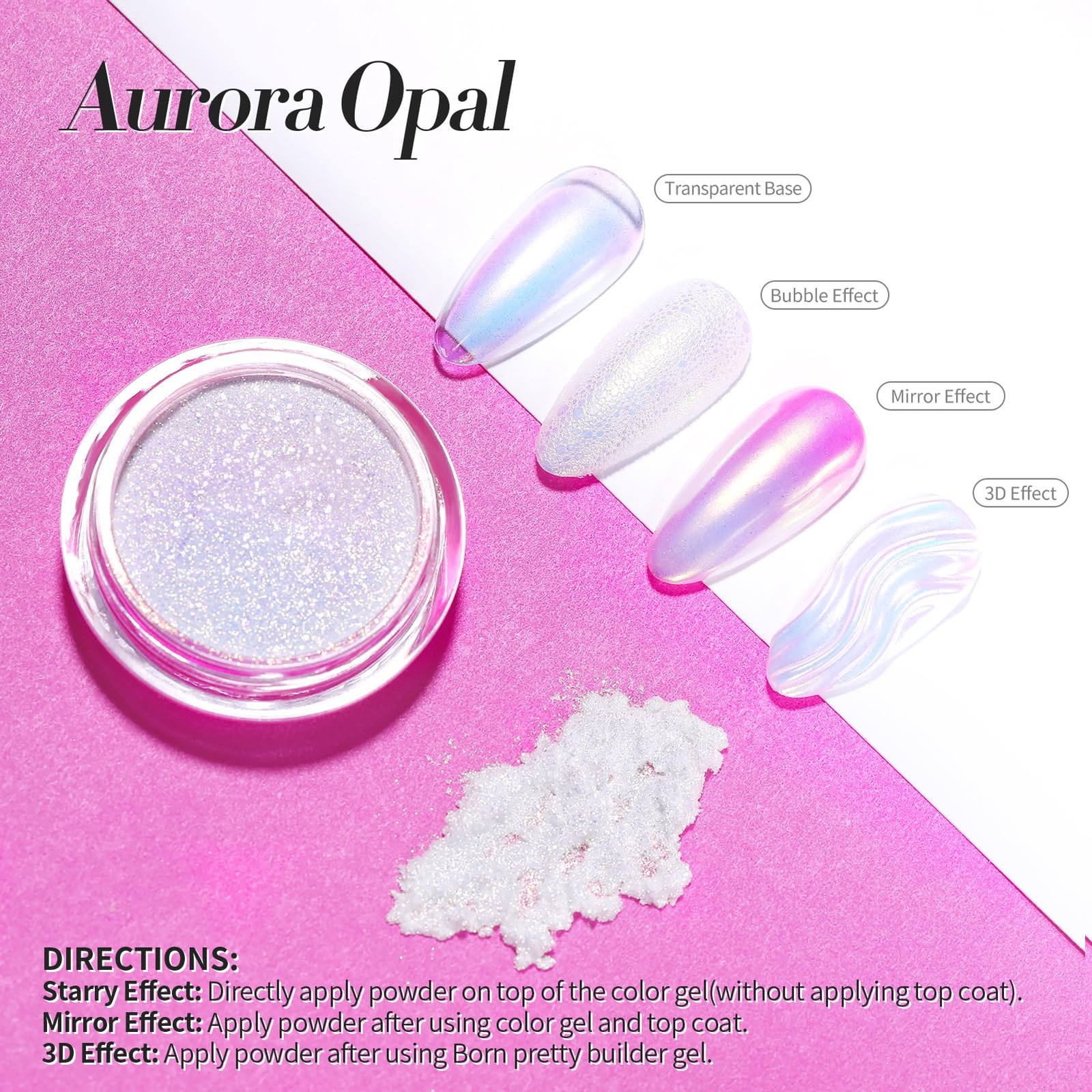 6 Jars Mermaid Chrome Nail Art Powder Aurora Mirror Holographic Manicure Glitter