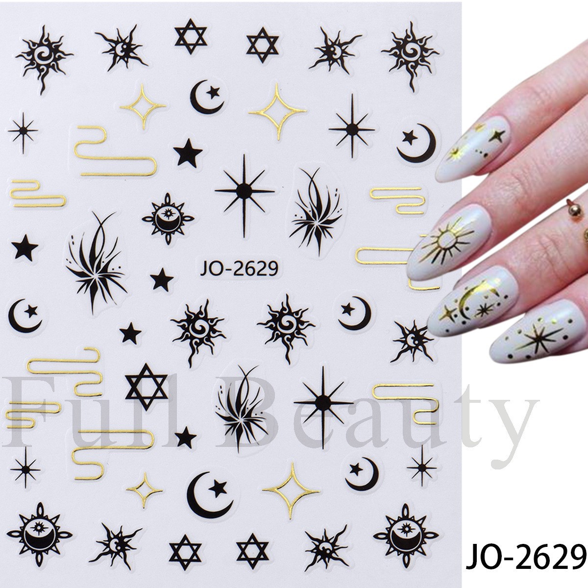 6Pcs Nail Art Sticker Web Bow Cat Sun Star Self-Adhesive Slider Decoration NH30