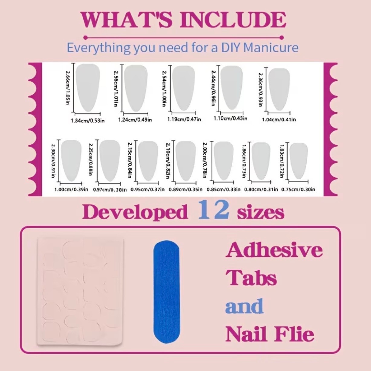 🖤 New! 24 Pcs 3D Pearls Bows & Lace Press on Nail Set Medium Almond Shaped