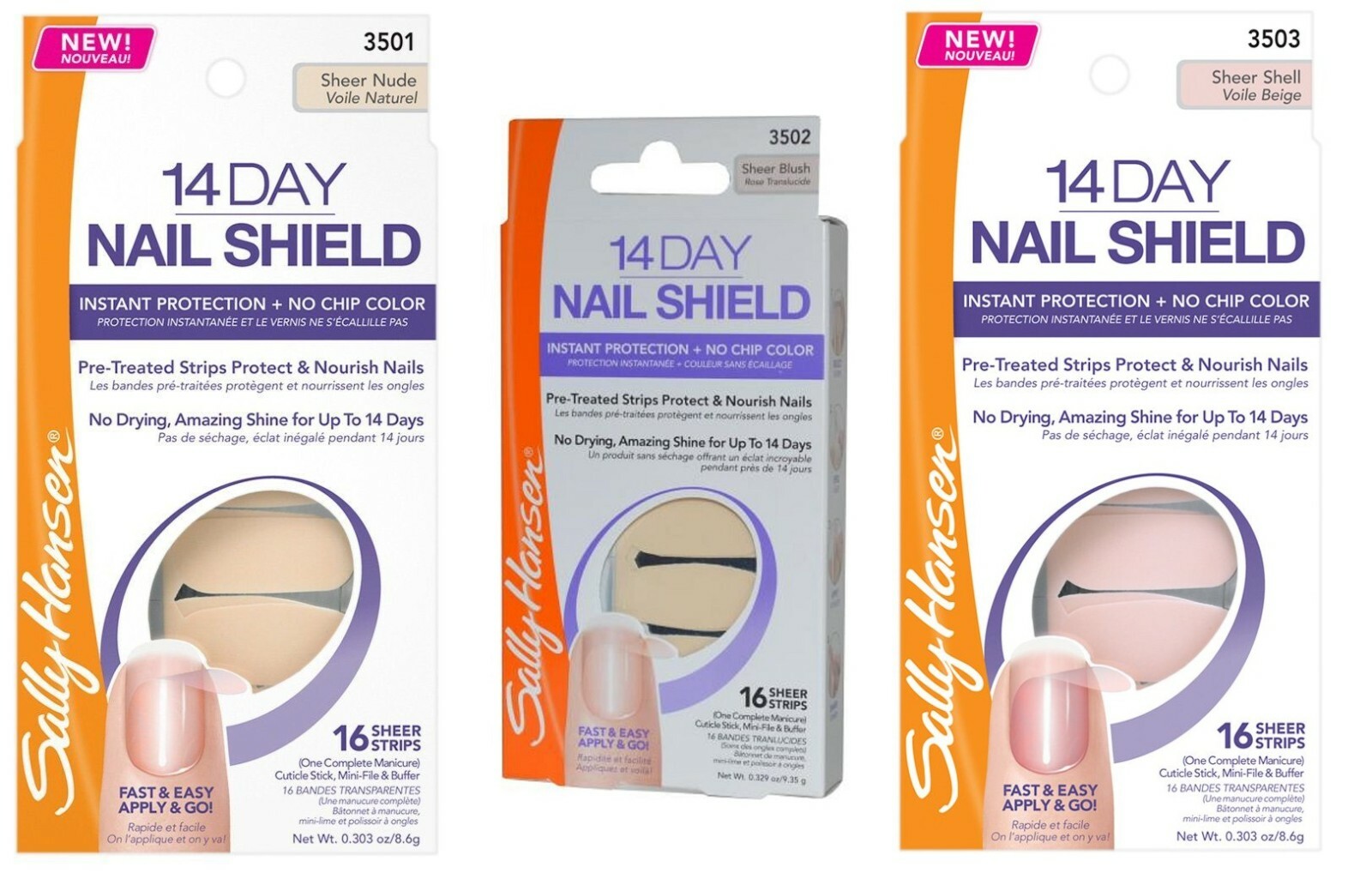 Sally Hansen 14 Day Nail Shield Sheer Nude-3501 & Sheer Shell-3503 – 3502 Blush