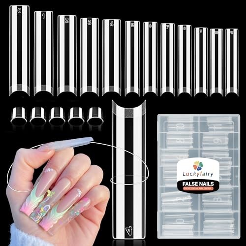 XXL Nail Tips Square 120 Pcs 12 Sizes – No C Pre-buff Square 2XL – Half cover
