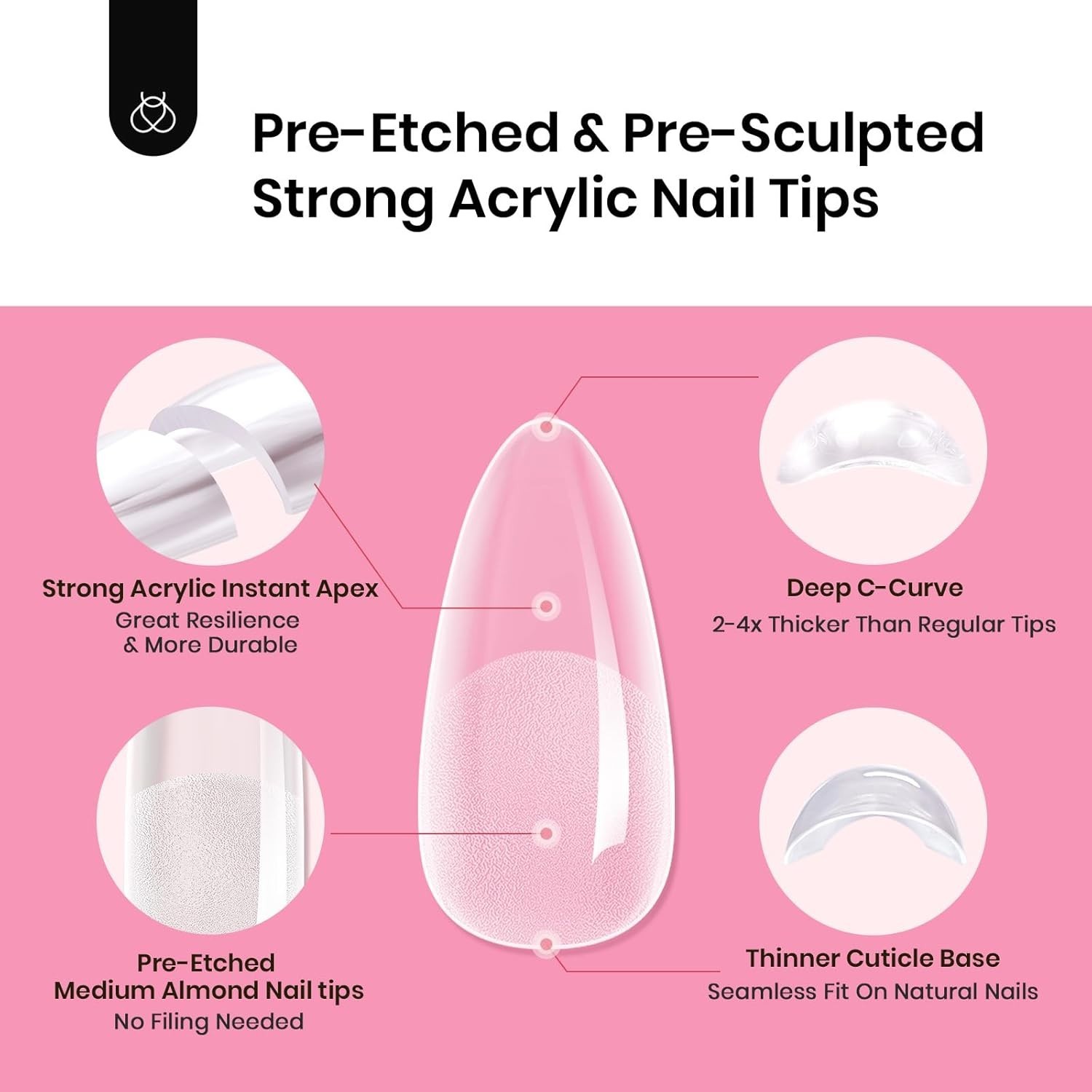 Beetles Tipex Instant Apex Nail Tips Kit, Medium Almond, 224PCS 16 Sizes 00-1…