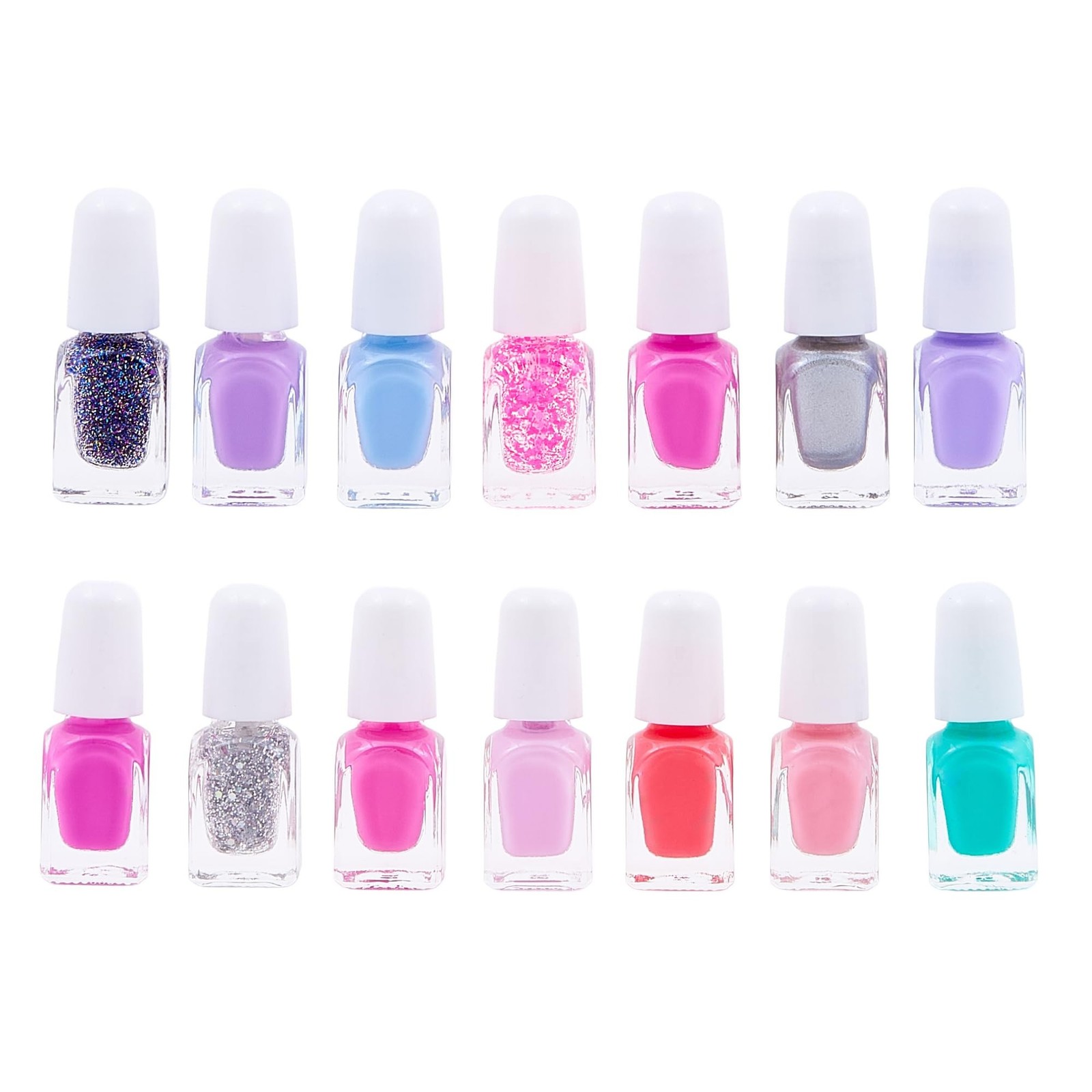 SIMPLE PLEASURES Pink Bow Kids Nail Polish Set for Girls – 14 Water-Based