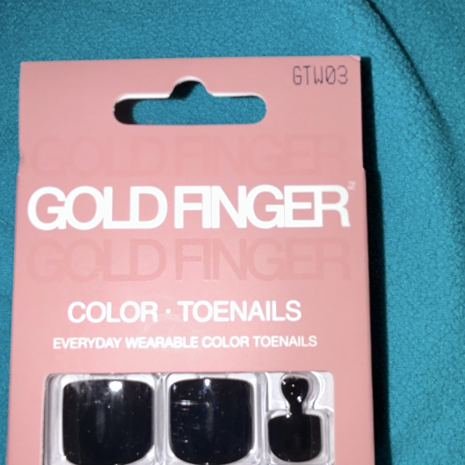 Gold Finger Black Shiny Square Short Gel Toe Press-On Nails Glue Included GTW03