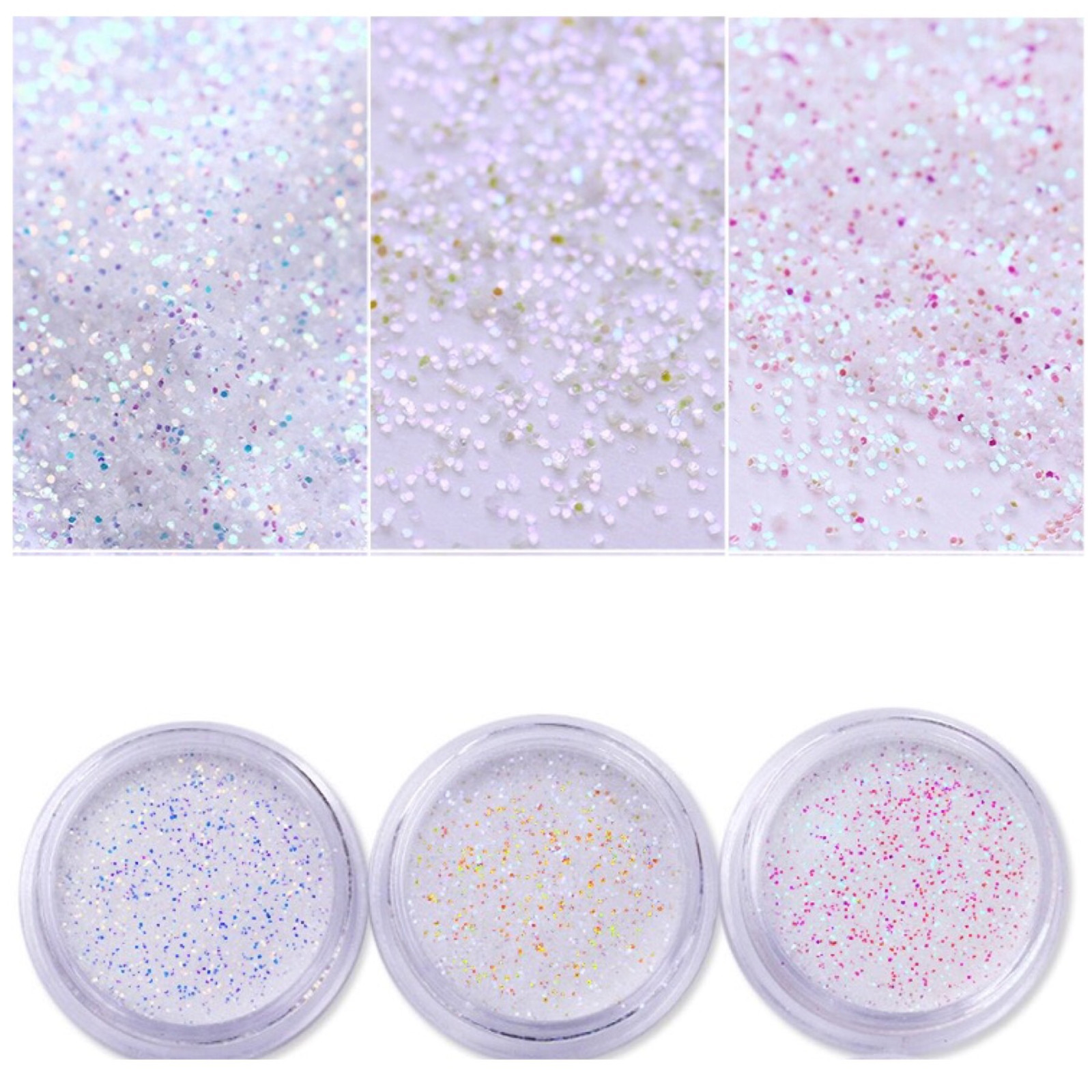 Unicorn Aurora White Sequins Nail Art Glitter Powder MERMAID EFFECT Small Flakes