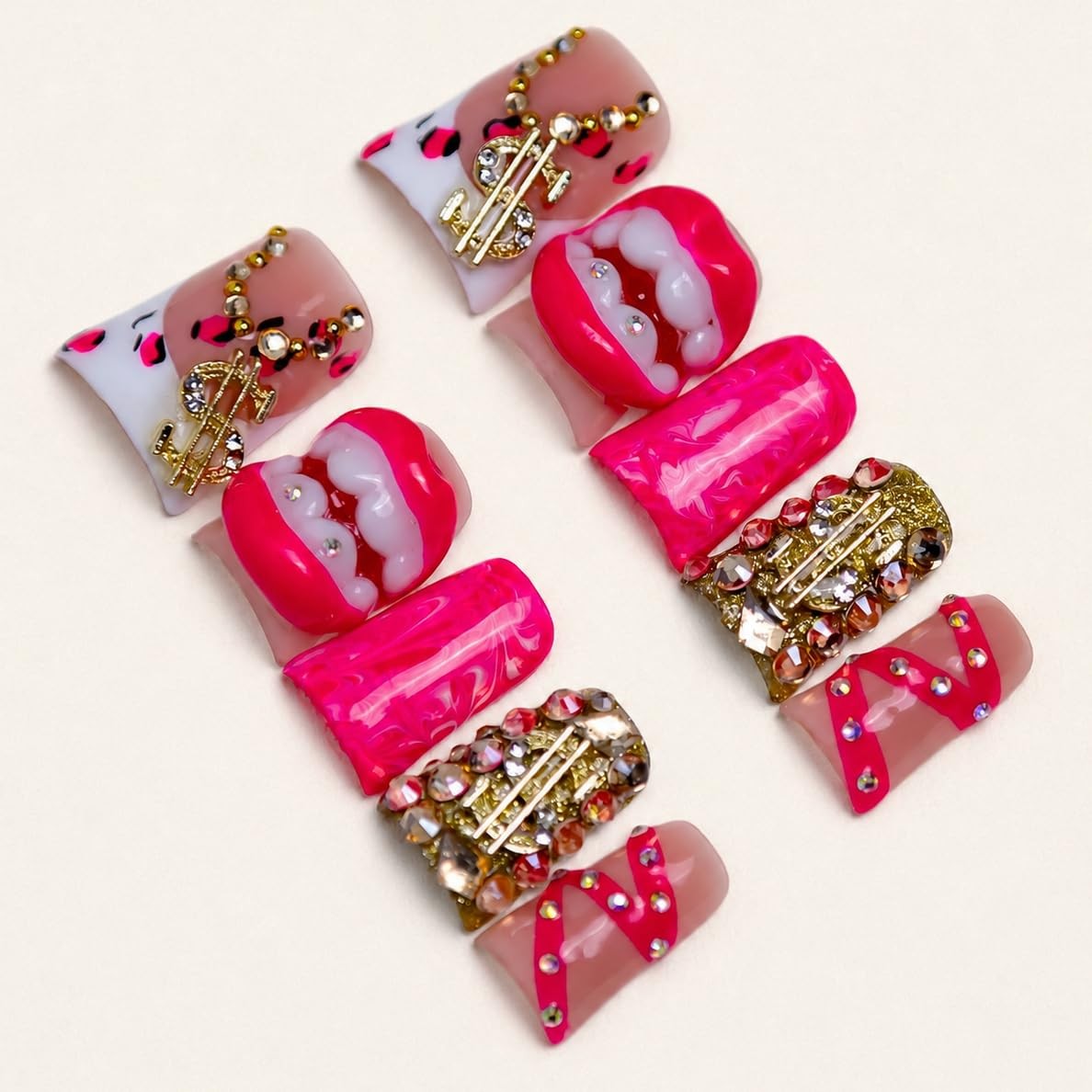 IntoVibes 10 Pieces Luxury Acrylic Press On Nails Short Handmade Duck Nails, …