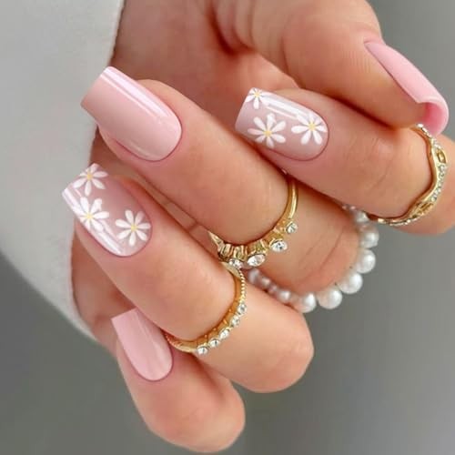 Gel Nail Stickers Flower Pink Semi Cured Gel Nail Strips Wraps UV/LED Nails
