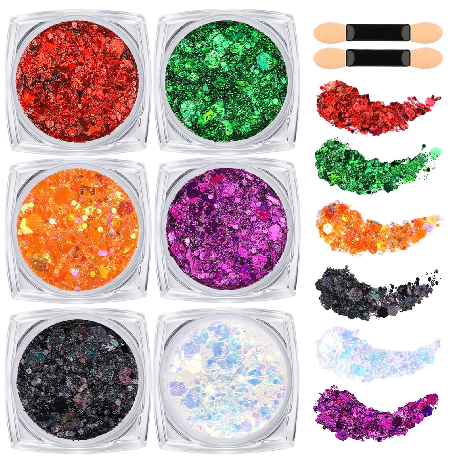 6 Colors Body Glitter Glitter for , Halloween-Themed Color , Body Hair Glitte…
