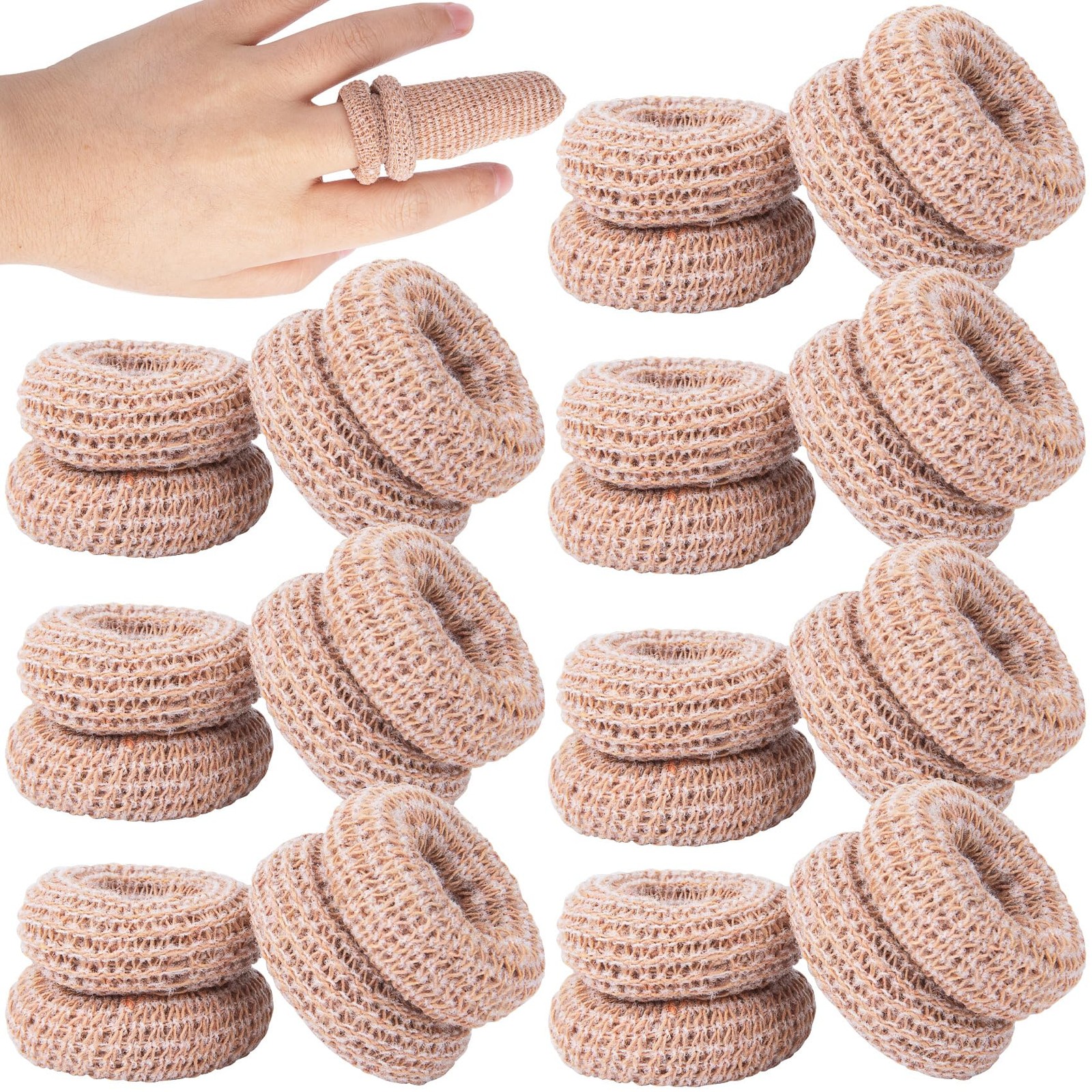 15pcs Cotton Finger Cots, Elastic Finger Sleeve, Skin Color
