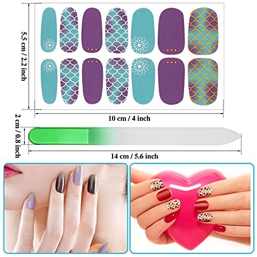 336 Pieces 24 Sheets Full Wrap Nail Polish Strips Stickers Self Gradient Style