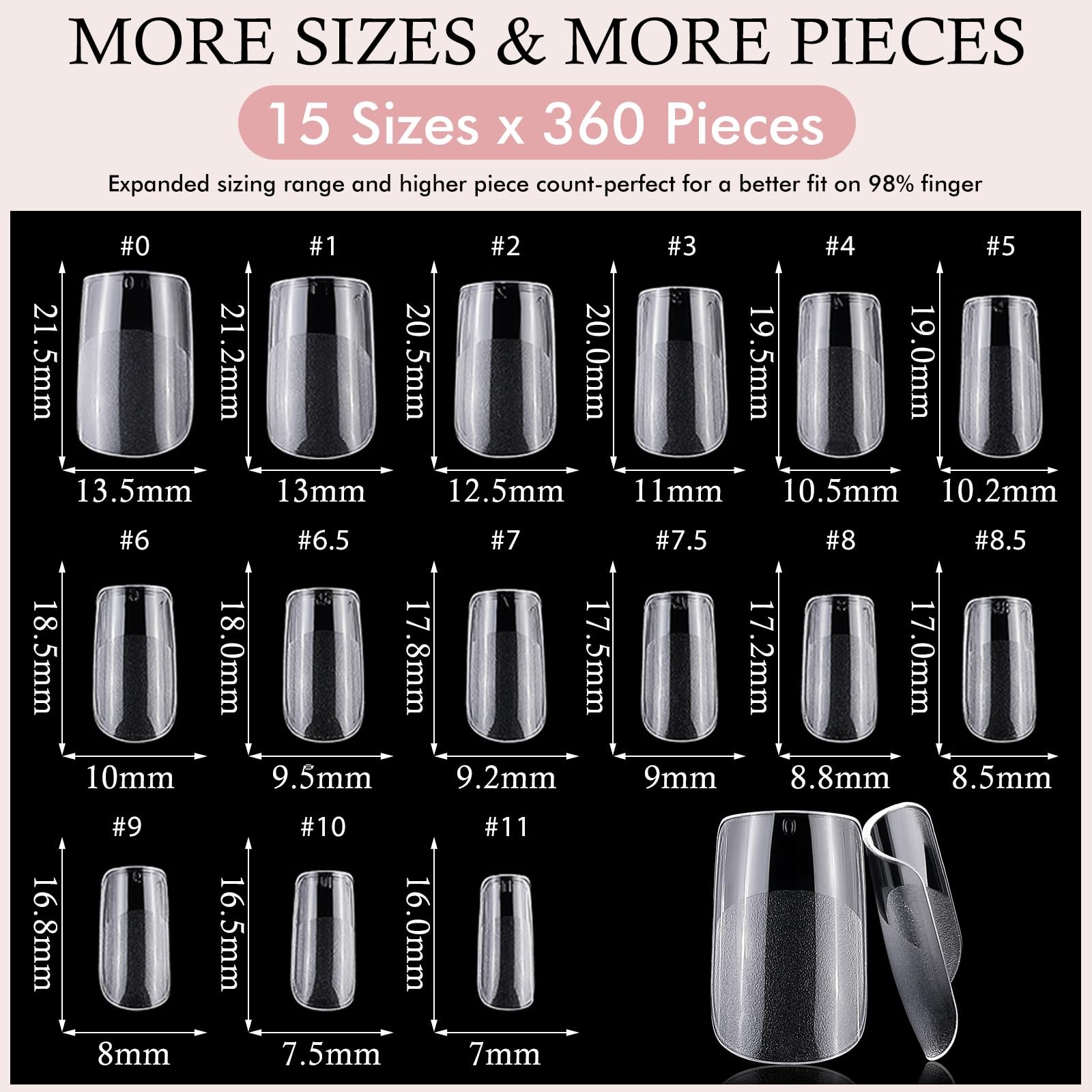 Lifextol 300pc Square Nail Tips Short Fake Nails for Press on Nails Clear Acr…