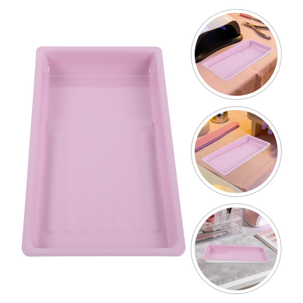 2 Pcs Nail Manicure Tray Tool Stainless Steel Earring