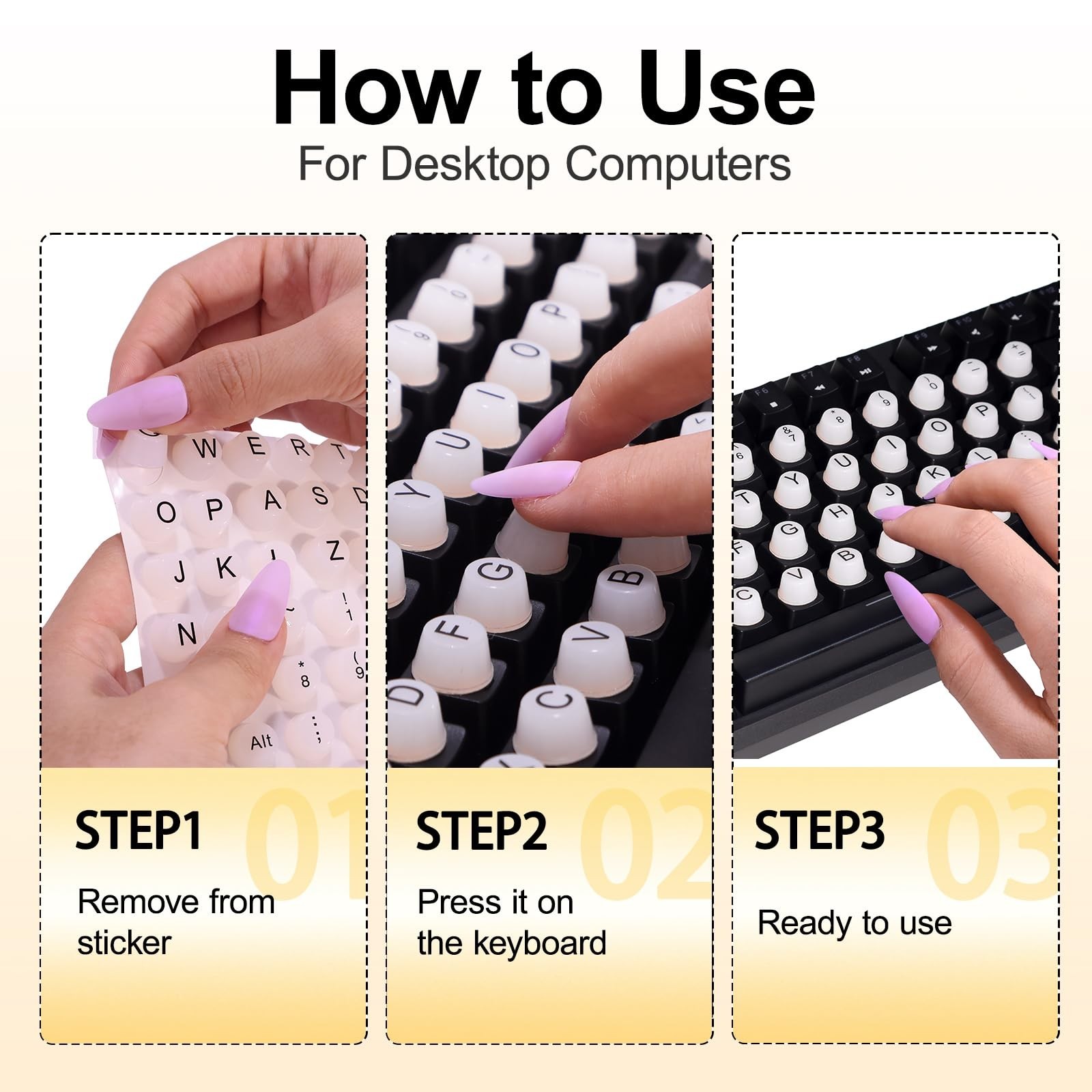 Raised Keyboard Stickers for Long Nails with Letters, Soft Silicone Keyboard …