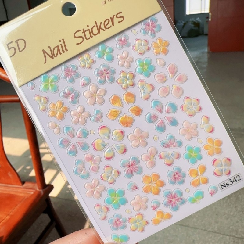 Chic 5D Floral Nail Stickers With Shell Glow Finish Quick And Easy To Use
