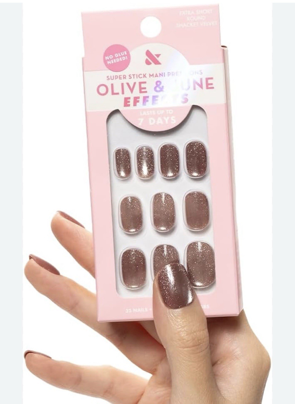 Olive & June Effects Shacket Velvet Press On Nails Extra Short Round, 4 Pack