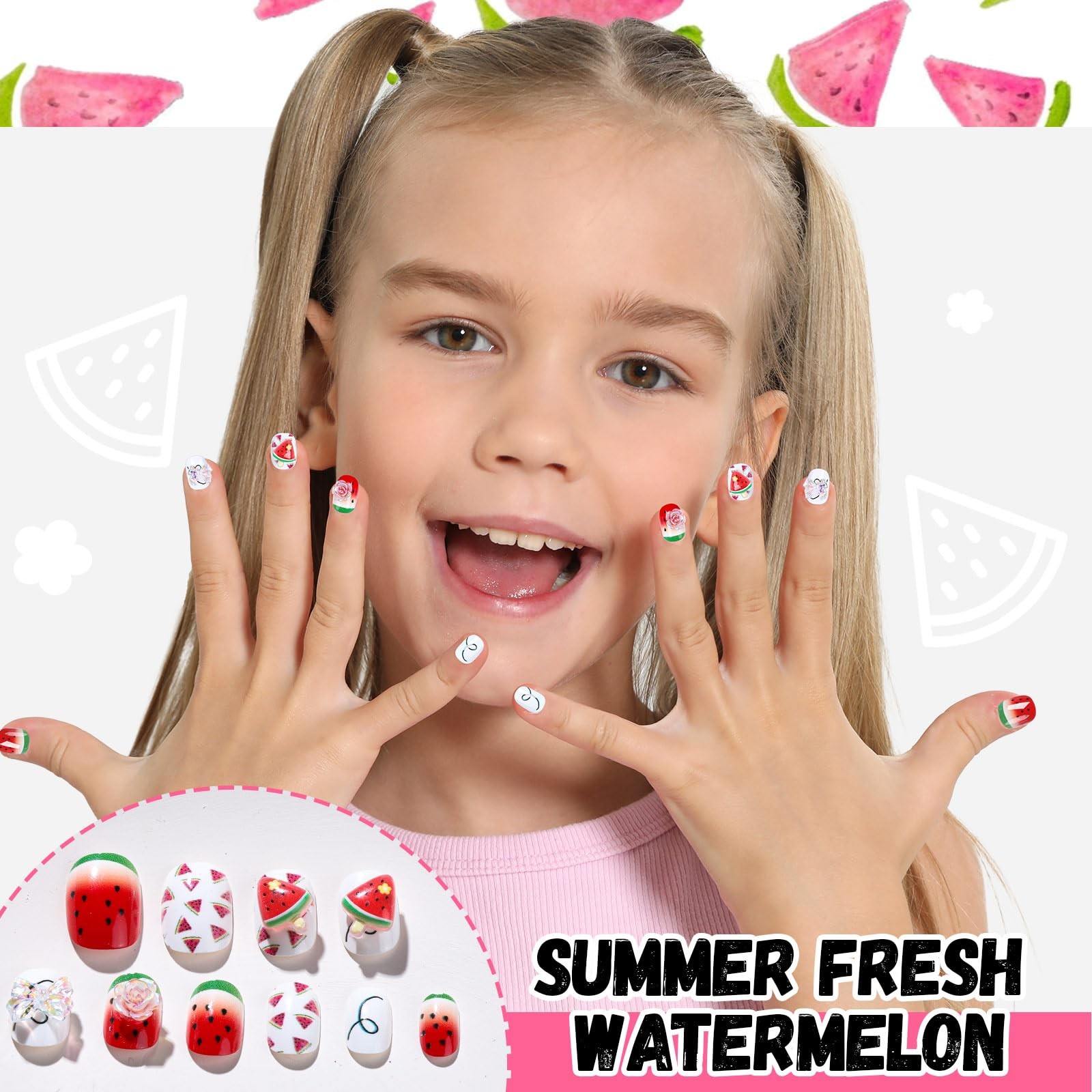 FANDAMEI Press on Nails for Girls, 6 Styles 144PCS Small, Multicolor