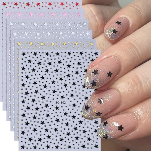 Nail Art Stickers 4th of July Nail Decals Glitter Red White Gold Pink Star