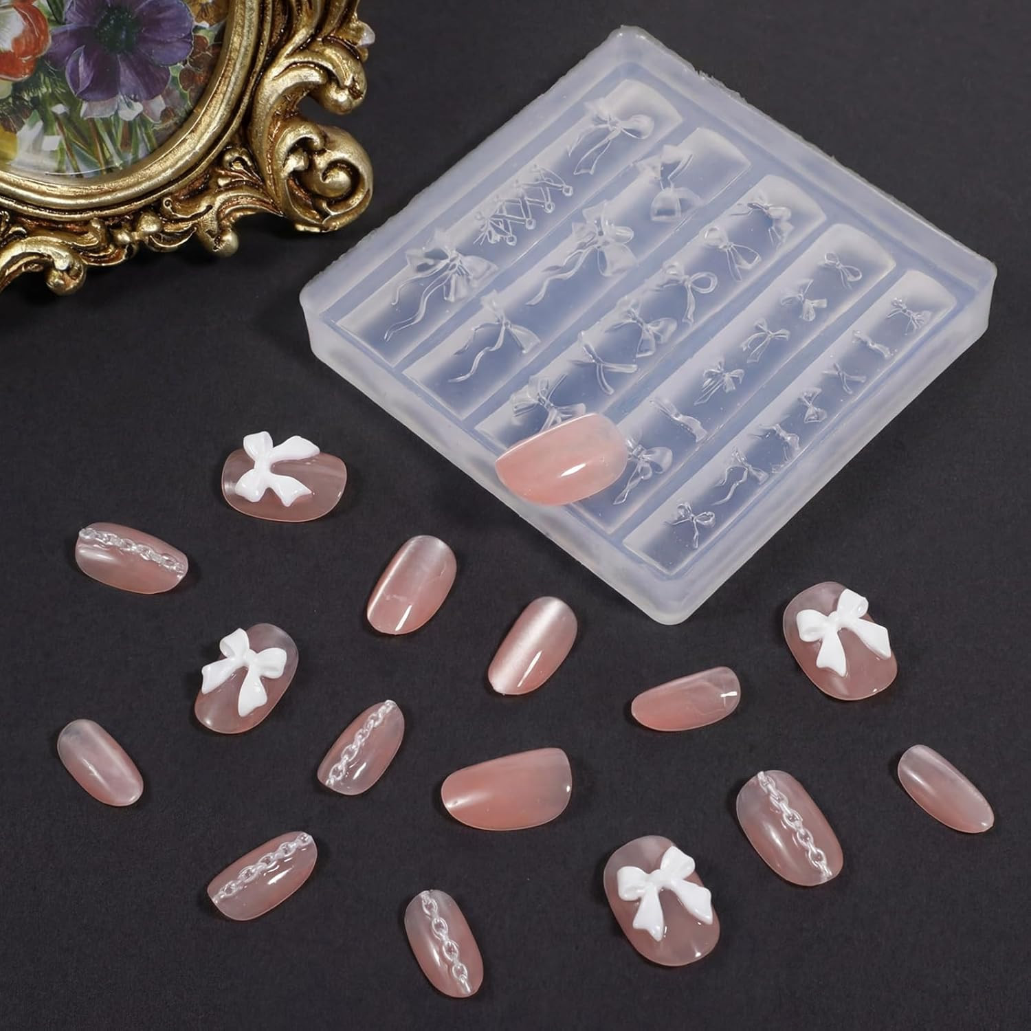 Bowknot Silicone Nail Molds 3D Gel Bow Nail Charms Cute Bows Nail Art Sculpture