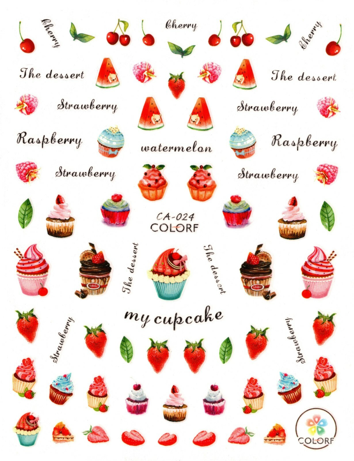 Nail Art 3D Decal Stickers Sweets Candies Cupcakes Dessert Ice Cream CA024