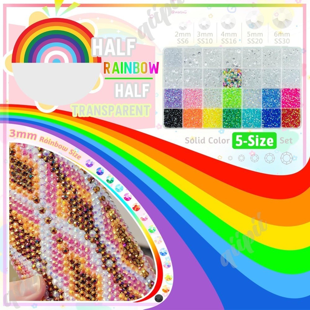 Clear Flatback Rhinestones for Nails Crafts 2-6mm Glitter Resin Gems with