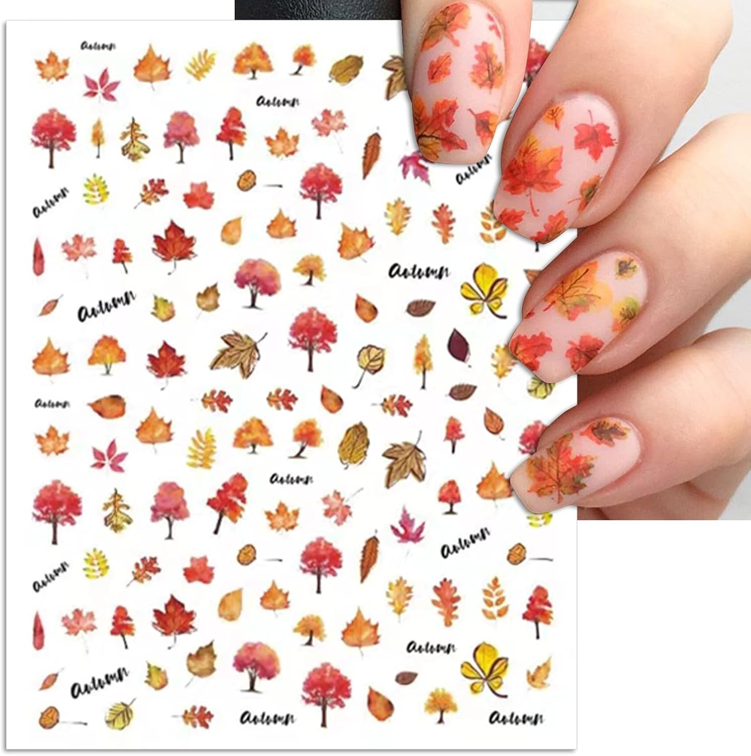 Fall Nail Art Stickers, Thanksgiving Day Turkey Nail Decals, 3D Self-Adhesive…