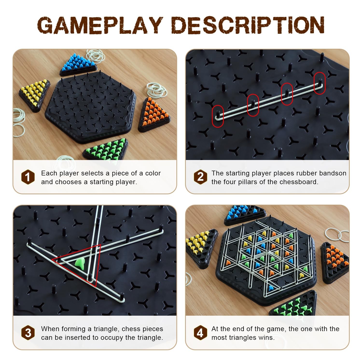 Chain Triangle Chess Game, Triggle Board Game for Family 1x1x0.1 inches