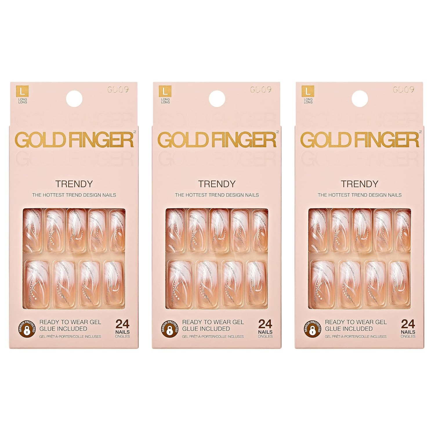 Gel Glam Design Nails (3 Pack)