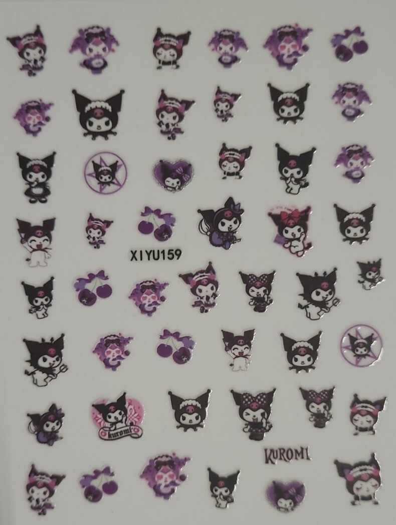 Kuromi Hello Kitty Nail Art Stickers