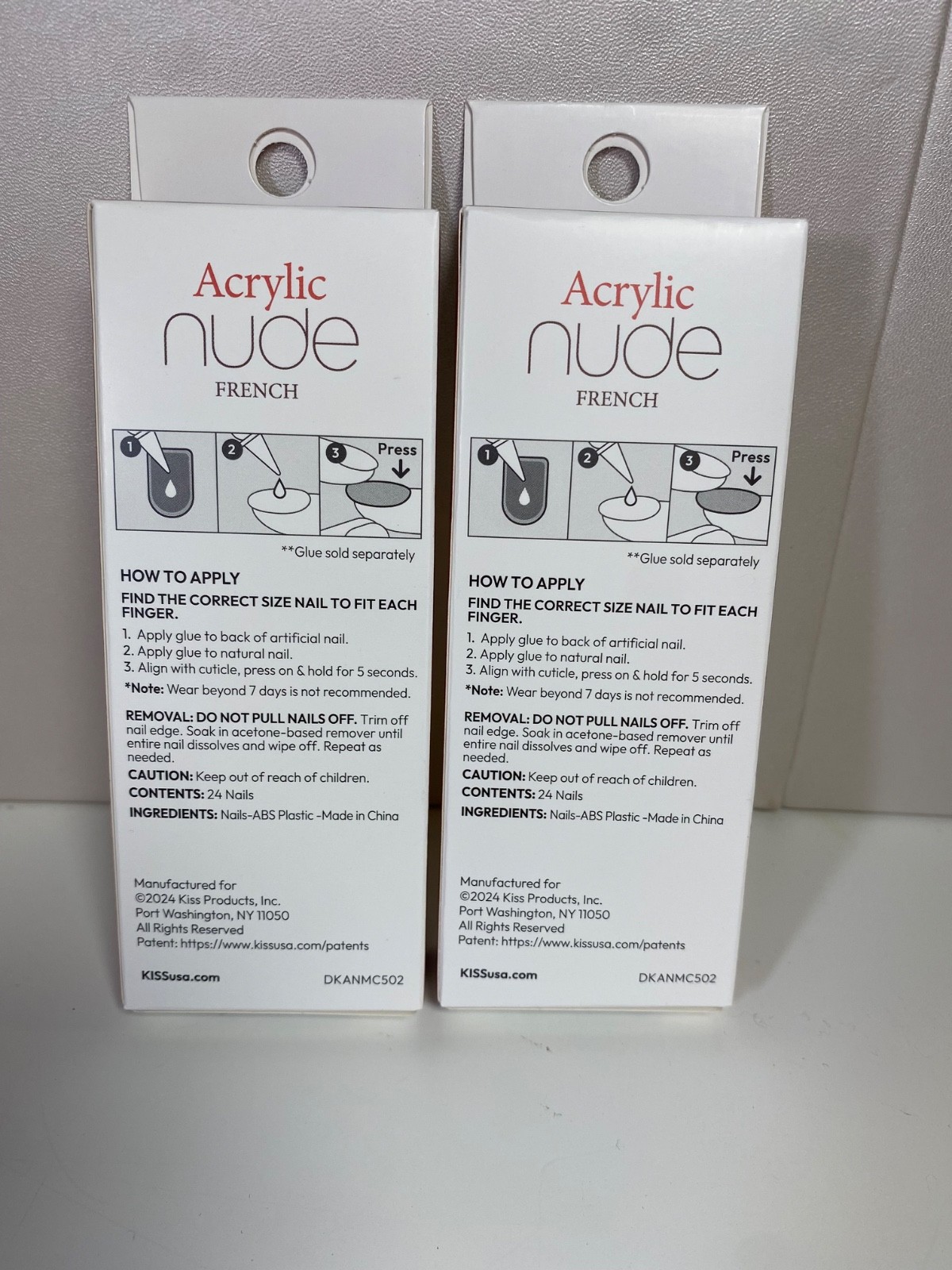 Kiss Acryic Nude French Unbelievably Natural Nails You always 24 Nails -Set Of 2