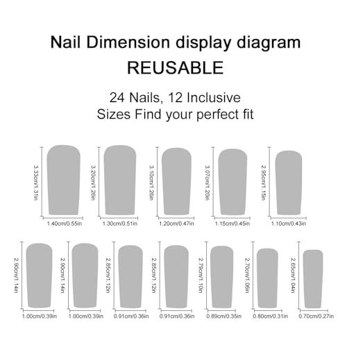 Press on Nails Extra Long Square Fake Nails Glossy Full Cover Black French Tip