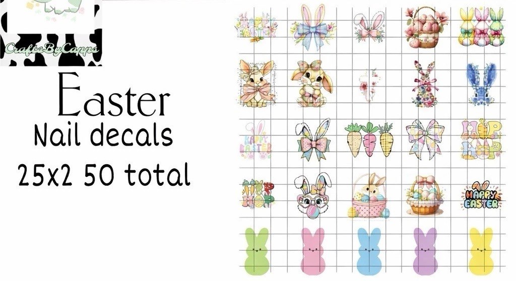 Easter Waterslide Nail Decals Set Of 50 Instructions, Bonus & KC